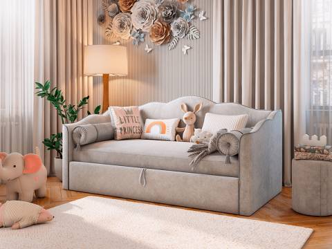 Кровать софа Лея 900 велюр галька/графит