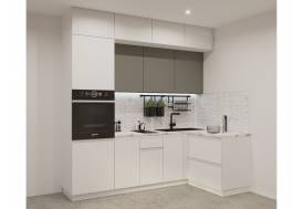 Кухонный гарнитур арт 21 Лайн Обсидиан Тальк 2400х1400 мм