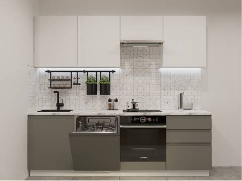 Кухонный гарнитур арт 39 Лайн Тальк Обсидиан 2400 мм