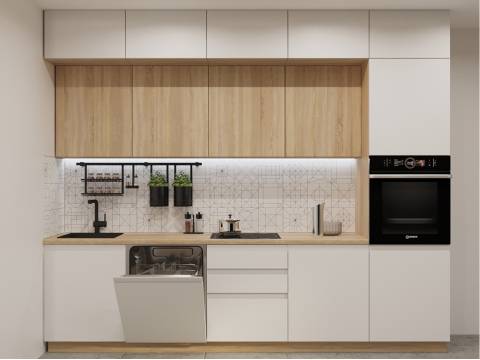 Кухонный гарнитур арт 49 Лайн Тальк Дуб сонома 3000 мм