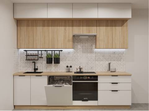 Кухонный гарнитур арт 15 Фаска Тальк Дуб сонома 2800 мм