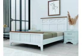 Кровать Грация-5 1600 Белый античный с карнизом Дуб коньяк