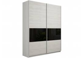 Шкаф-купе Прайм 2-х дверный ДСП/вставки Стекло Черное Ясень Анкор Светлый