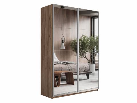 Шкаф-купе Прайм 2-х дверный 1200 два зеркала Крафт табачный