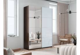 Шкаф-купе Прайм 2-х дверный 1400 Зеркало/Стекло Белое Венге