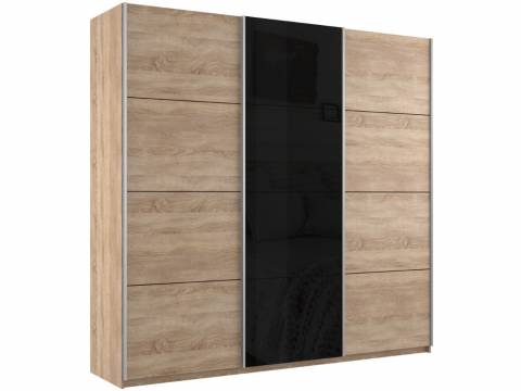 Шкаф-купе Прайм 3-х дверный 1800 ДСП/Стекло Черное/ДСП Сонома
