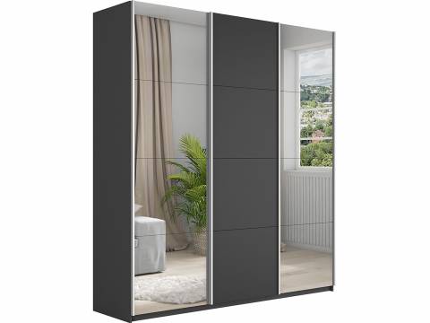 Шкаф-купе Прайм 3-х дверный 1800 два Зеркала/ДСП Серый Диамант