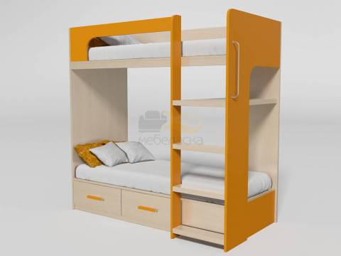 Кровать 2-х ярусная №7 Дуб молочный/манго