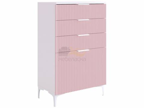 Комод Зефир белое дерево/пудра розовая