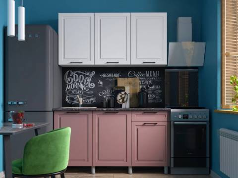 Кухня Аликанте 1500 МДФ Белый снег/пудра без столешницы