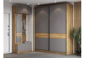 Модульная прихожая Бостон ЛДСП серый шифер со шкафом купе