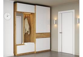 Модульная прихожая Бостон МДФ белый с двухдверным шкафом