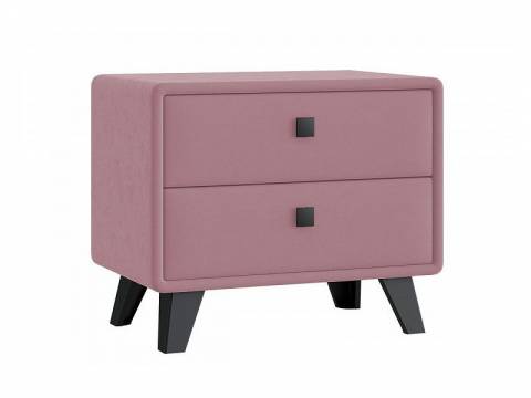 Тумба Николь широкая 2 ящика микровелюр розовый