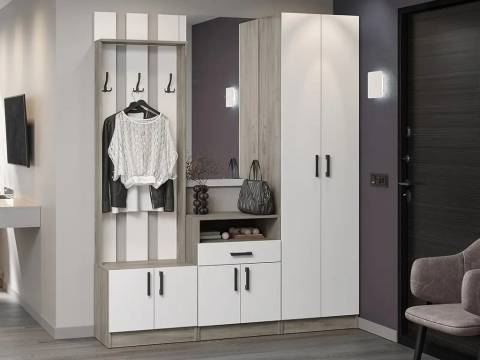 Прихожая Вега дуб крафт серый/белый