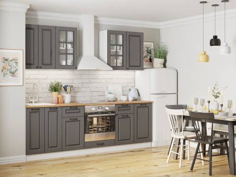 Кухонный гарнитур Африканское Лапачо графит 2400 мм