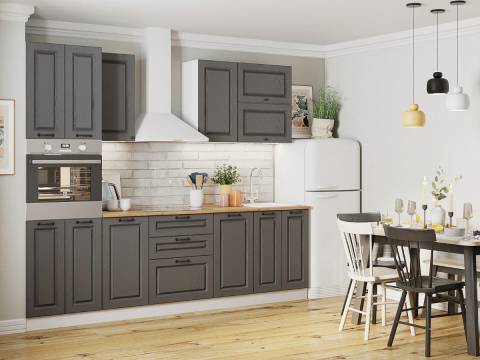 Кухонный гарнитур Африканское Лапачо графит 2600 мм