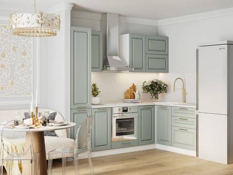 Кухонный гарнитур Грин Грей Софт 2400х1600 мм