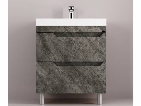 Тумба Леон 80 напольная 2 ящика раковина Слим 80 оникс