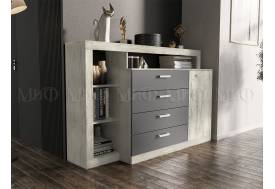 Комод Ангара Графит/Дуб Крафт Белый