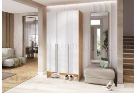 Прихожая Луна шкаф 3-х створчатый Браш Вайт, Дуб Крафт