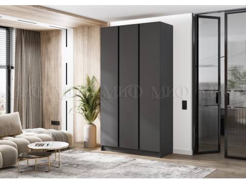 Шкаф трехстворчатый Келвин (1200) Графит-вставка черная
