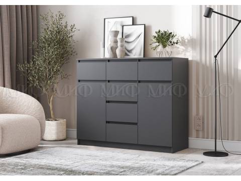Комод 1200 (2 двери 6 ящиков) Челси Графит