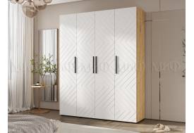 Шкаф четырехстворчатый (1800) Флэш Браш Вайт, Дуб Крафт