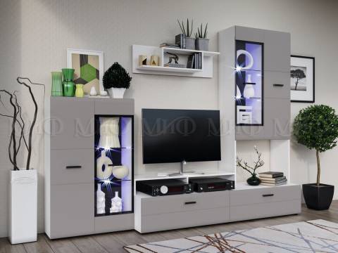 Гостиная Нэнси NEW Вариант №3 Браш Текстура Грей