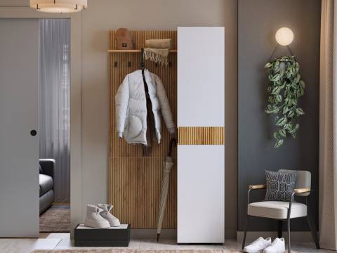 Прихожая Мебельсон К5 дуб крафт золотой/белое дерево