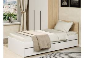 Кровать Монблан с ящиками 90х200 см Белый Шагрень