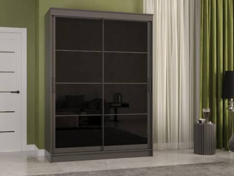 Шкаф-купе Гранд-1 1600 Графит-двери Лакобель черный