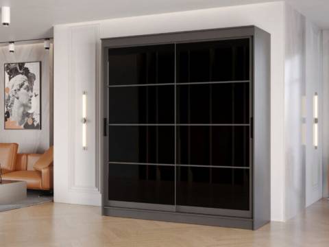 Шкаф-купе Гранд-1 2000 Графит-двери Лакобель черный