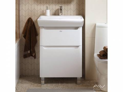 Тумба с раковиной Lana 60 белая Умывальник Q 60