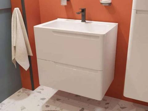 Тумба с раковиной Kare Luxe 700 навесная 2 ящика