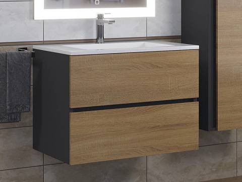 Тумба с раковиной Uperwood Barsa-Next черная/дуб сонома 70 см