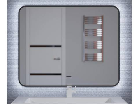 Зеркало Uperwood Modul черное холодная подсветка 80х80 см