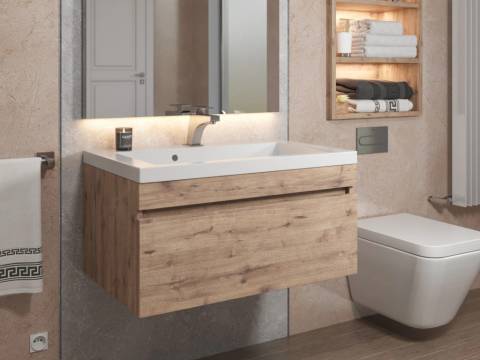 Тумба с раковиной Uperwood Eva Крафт Табачный 75 см