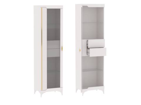 Пенал со стеклом узкий Сиде Белый