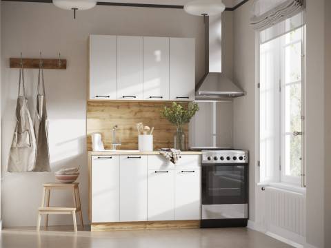 Кухонный гарнитур Хелмер 1200 мм ЛДСП Вотан/Белый