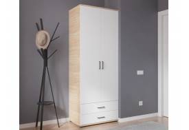Шкаф с ящиками, штангой и полками арт. 556 дуб сонома/белый